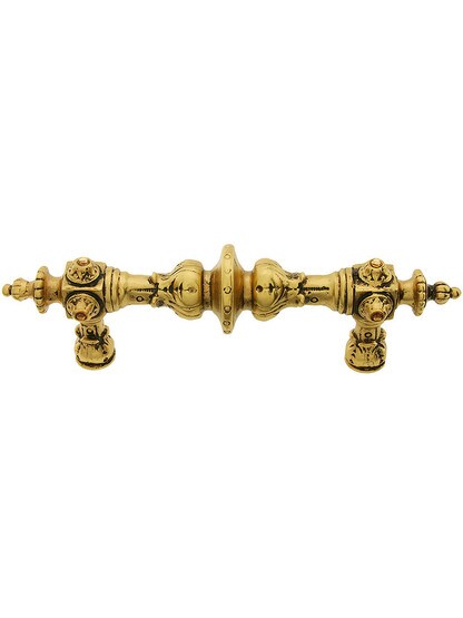 Portobello Jeweled Pull - 4 inch Center to Center in Satin 24k Gold.